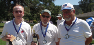 Gold Medal Winners (l-r): Jim Corr (skip), Bob Schwartz (lead), Frank Matyskiela (second). Photo: Martha Mckee 